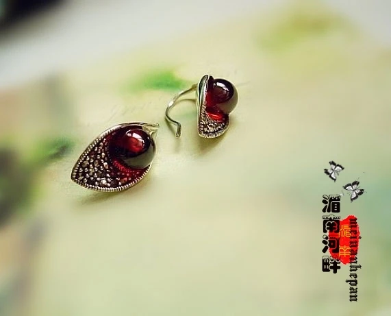 Тайское ювелирное изделие из чистого серебра 925 пробы ручное производство серьги