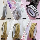 1 мм, 2 мм, 3 мм, для дизайна ногтей, скраб, металл, золото, серебро, полосатая лента, линия для украшения ногтей, DTY, наклейка, самоклеющийся инструмент, 6 шт.лот