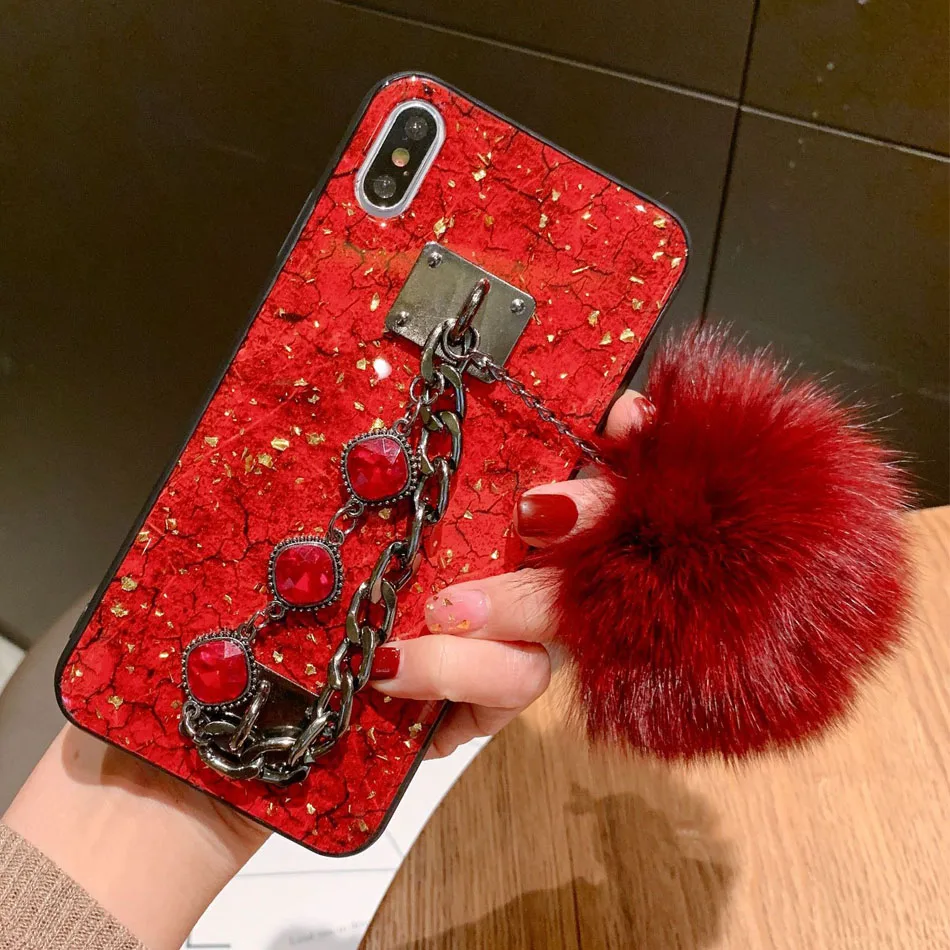 Чехлы для телефонов iPhone 12 Mini 11 Pro Max XR XS X 8 7 6 6S Plus SE 2020 чехол с блестящим лисьим мехом