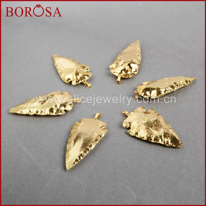 Распродажа BOROSA 5/10 шт. наконечник стрелы полный золотой цвет натуральные