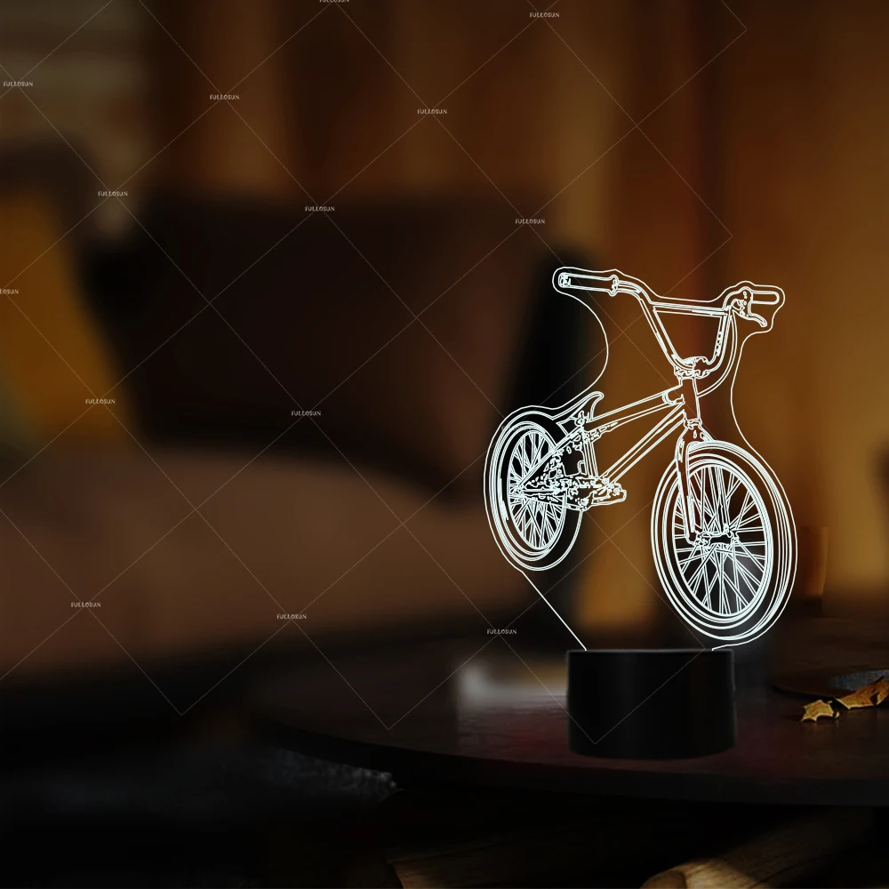 3D LED BMX ночник 7 видов цветов изменение формы велосипеда USB прикроватная