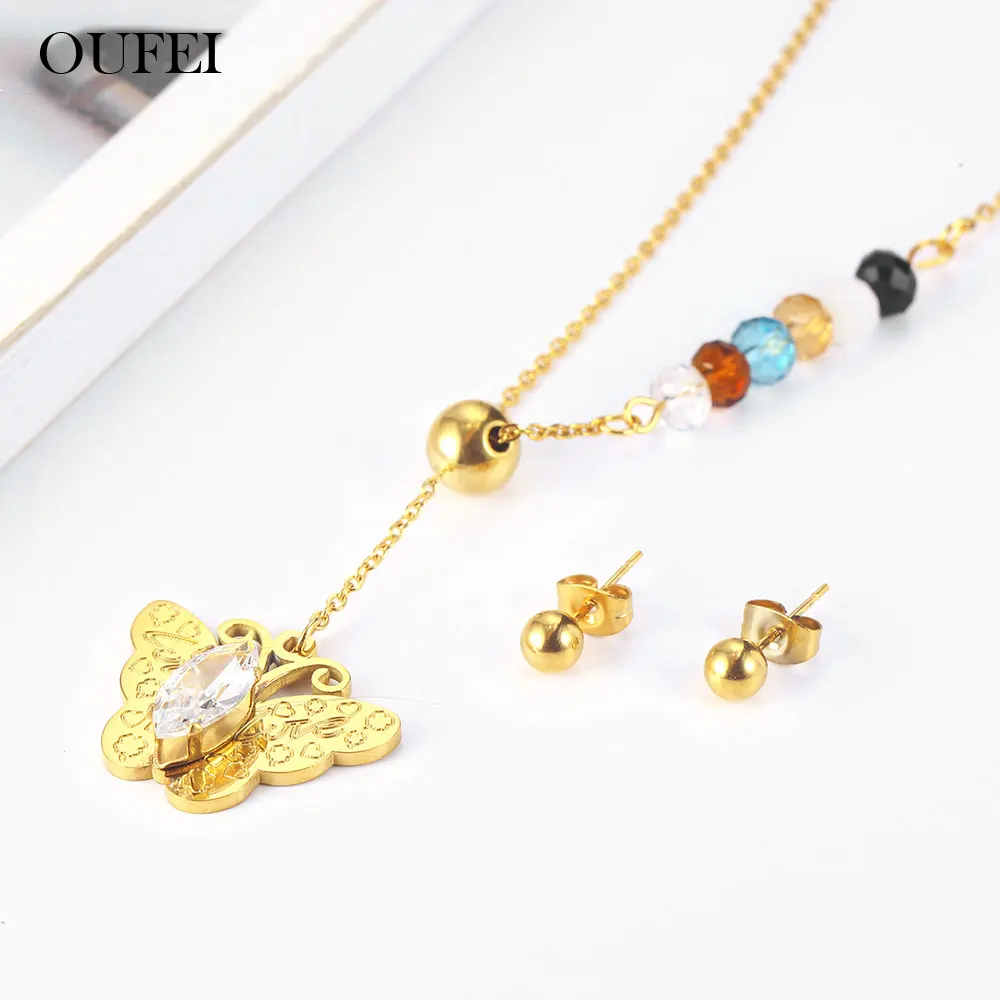 Женские серьги-бабочки OUFEI сережки из нержавеющей стали ювелирные аксессуары