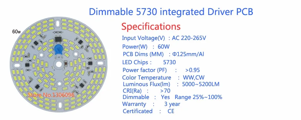 Светодиодная панель с регулируемой яркостью 25 Вт 30 60 100 Вт|pcb bulbs|driverless ledhigh power led |