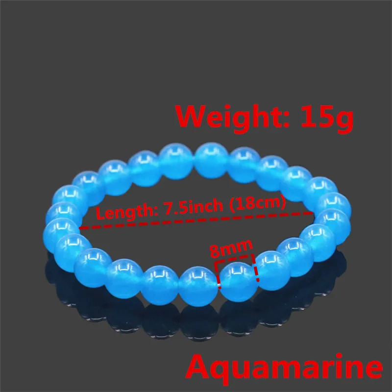 Aquamarine 8 мм Striated оникс тигровый глаз кошачий глаз халцедон гранат Aquamarines браслеты, круглые бусины натуральный камень для изготовления ювелирных украшений - Окраска металла: Aquamarine