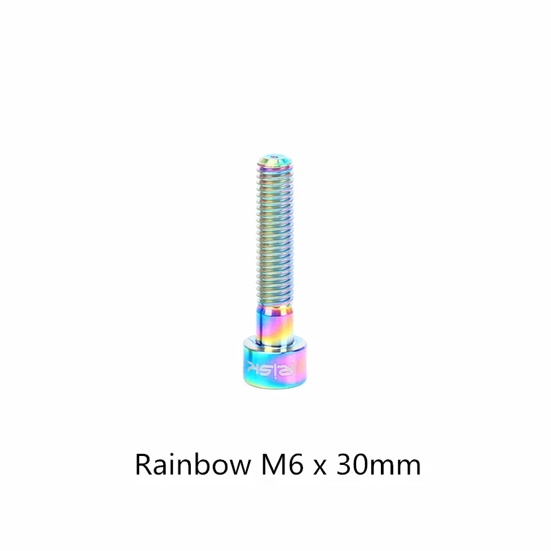 Rainbow 30mm 1 шт. M6 x 30/35/40/50 мм болты из титанового сплава велосипед болт для гарнитуры MTB велосипедный вынос руля Топ Кепки болт - Цвет: Rainbow 30mm