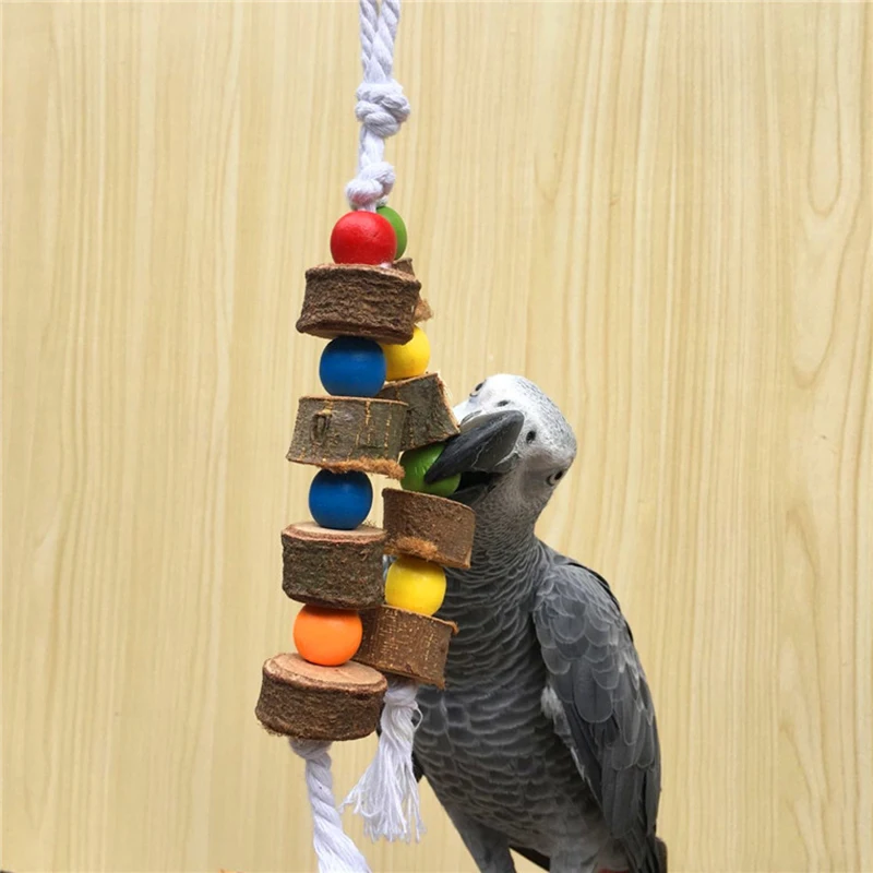 

50*240mm Parrot Pet Bird Swing Chew Bite Toy Wooden Bell Cage Toys For Cockatiel Parakeet