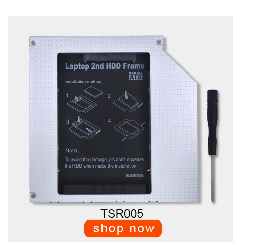 TISHRIC ноутбук ODD DVD-ROM Optibay алюминиевый 2nd HDD Caddy 12,7 мм IDE to SATA 2,5 дюймов чехол для SSD, HDD корпус