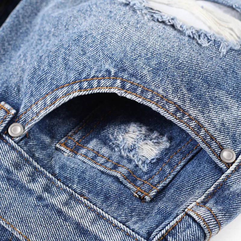 

Street Worn Washed Holes Denim Shorts Casual Men's 2019 Spring/Summer New Shorts Wearing Easy for Lovers