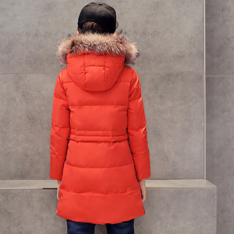 Новая Детская Белая Утка Пуховик Большой Мальчик Случайный натуральный Мех