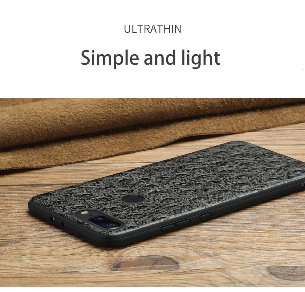 Роскошный чехол для телефона из натуральной кожи для Oneplus 5T 6 7 pro Страусиная текстура мягкий чехол s для One plus 3 3T 5 7pro чехол