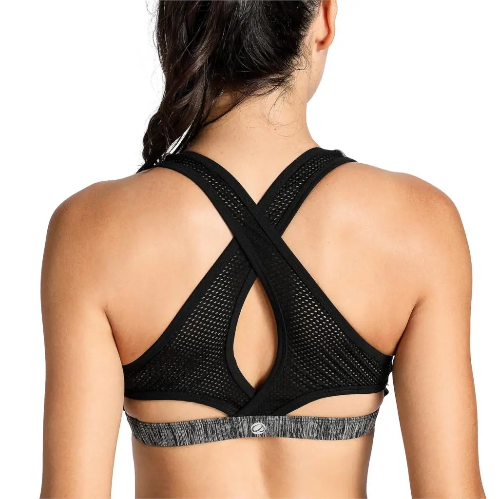 Heather Grey03 Женский активный X-Back мягкий бюстгальтер для йоги спортивный бюстгальтер со съемными чашками - Цвет: Heather Grey03
