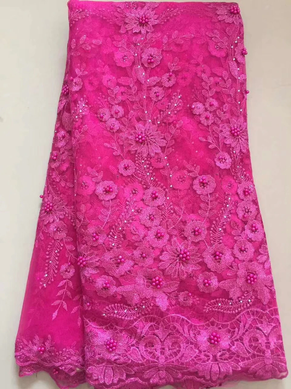 French Lace Fabric Swiss Voile High Class African Tulle Laces Organza With Beads Embroidery For Sewing Women Dress | Дом и сад