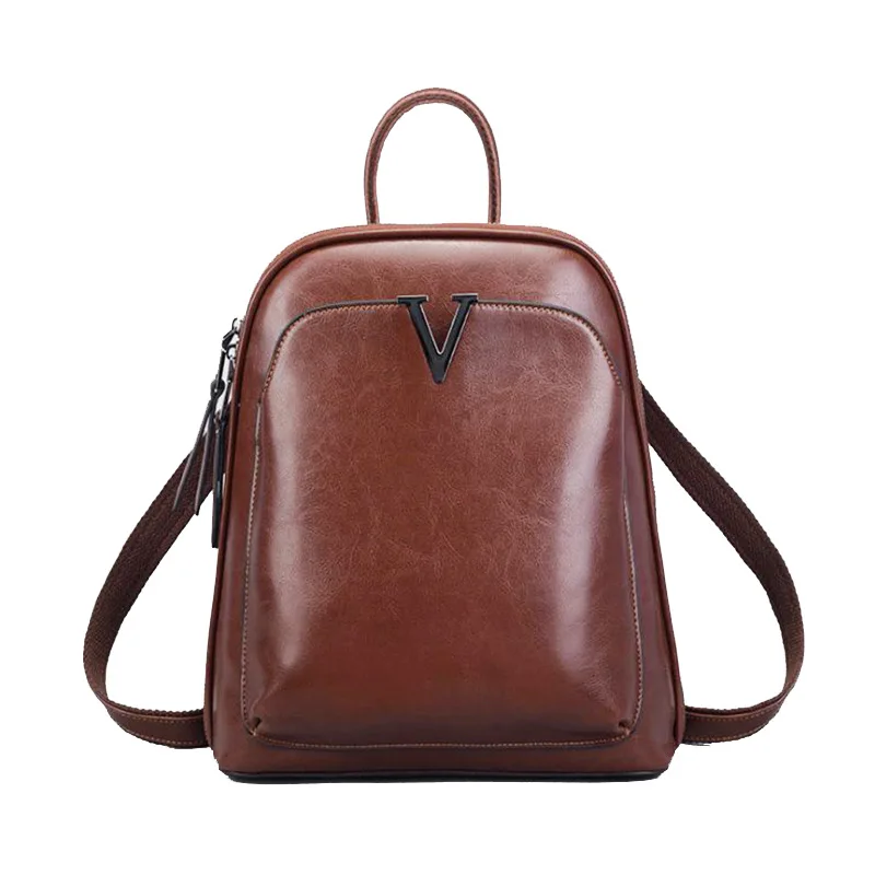 Женский рюкзак из натуральной кожи 209 новый стильный вощеной с натуральным