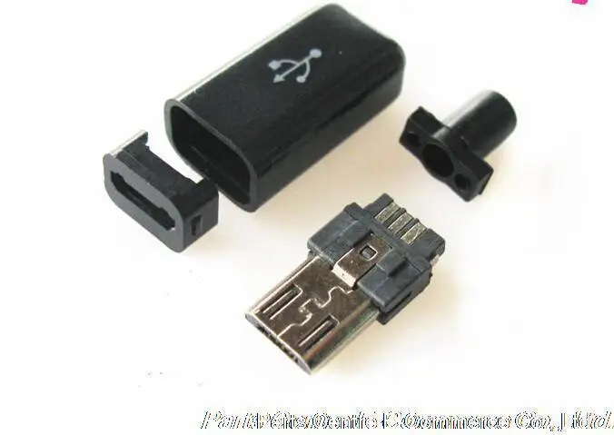 50 шт. DIY Micro USB Тип B штекер 5-контактный четырехкомпонентный разъем в сборе