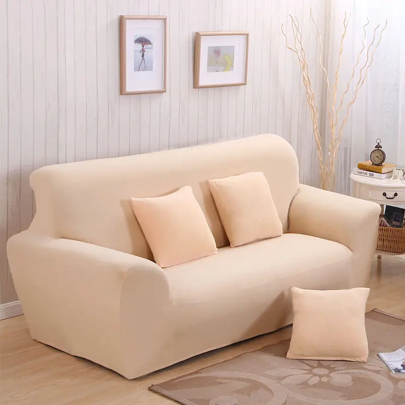 Beige 1/2/3-Seater современный цельно полиэфирный чехол для дивана спандекс эластичный чехол кресло крышка Гостиная протектор мебели - Цвет: Beige