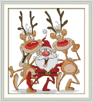 santa and the reindeer cross stitch kit cartoon stamped fabric 14ct 11ct hand embroidery diy handmade needlework supplies free