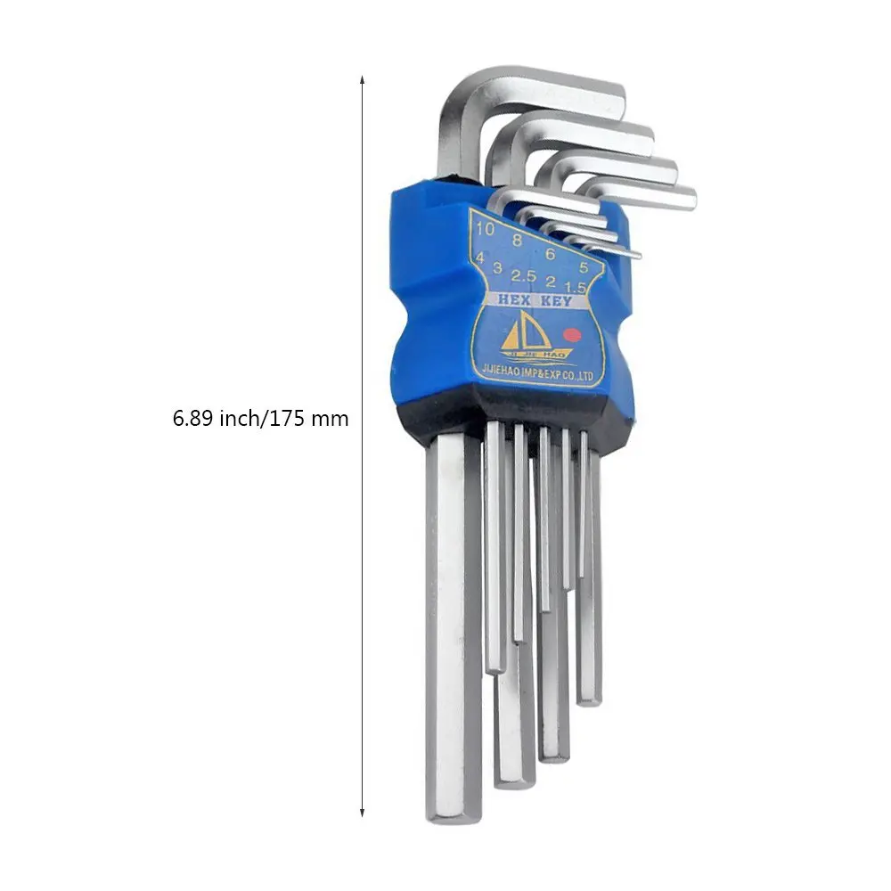 Набор шестигранных гаечных ключей из хромованадиевой стали 9 шт. короткий L