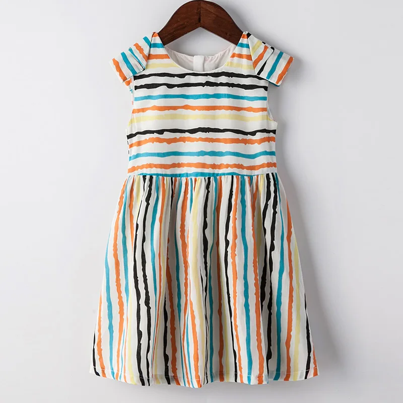 В полоску для девочек вечерние платье новая детская одежда Летнее принцессы