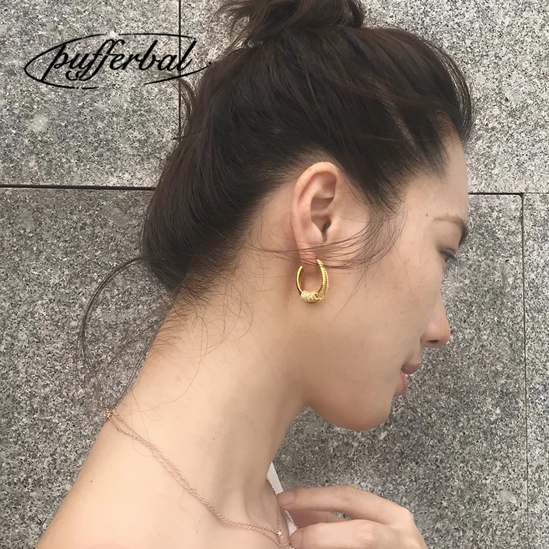 Double-Line Multi-Circle Smart Earrings Sparkling Micro-Inlaid Zircon Fashion Gold Color And Silver Jewelry ZK40 | Украшения и