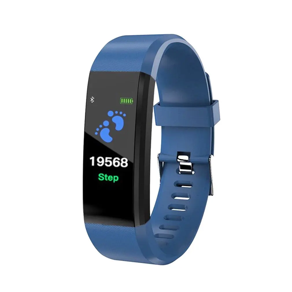 blue 115 плюс Смарт часы монитор сердечного ритма кровяное давление фитнес трекер Smartwatch спортивные часы для ios android+ коробка для мужчин и женщин - Цвет: blue