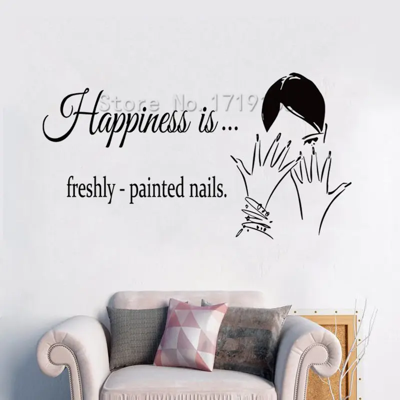 Виниловые наклейки на стену для девочек дизайн салона красоты Декор лак ногтей