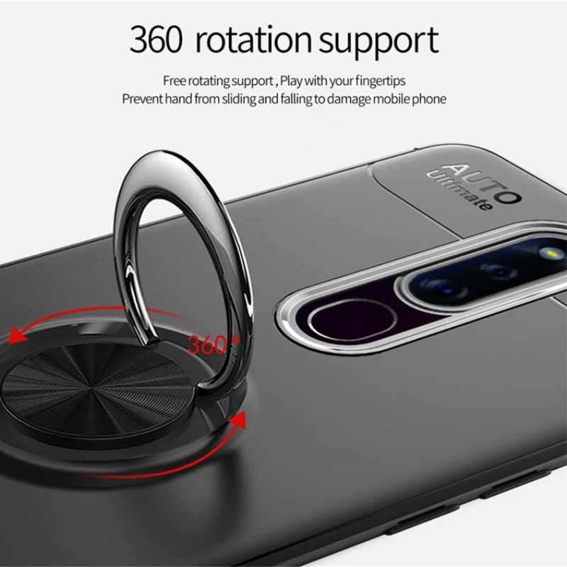 Для OPPO Realme X Чехол подставка с магнитным кольцом силиконовая Мягкая задняя крышка