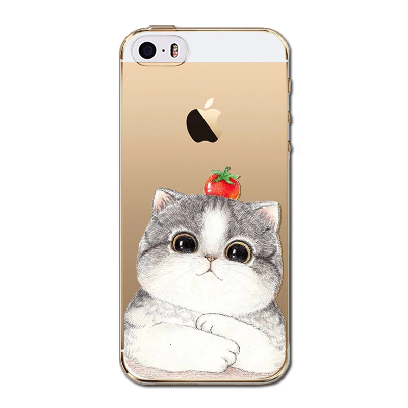 Ультра тонкий новый забавный кот печатных чехлы для мангала Apple Iphone 5 5S SE ясно ТПУ