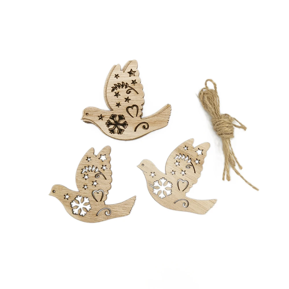 10 шт. деревянные подвесные украшения для ёлки в форме птицы|Поделки из дерева| |