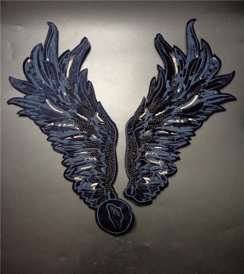 

1pair big sizeWing beaded patch applique sewing on fashion embroidery clothing patch Diy decoration accessories