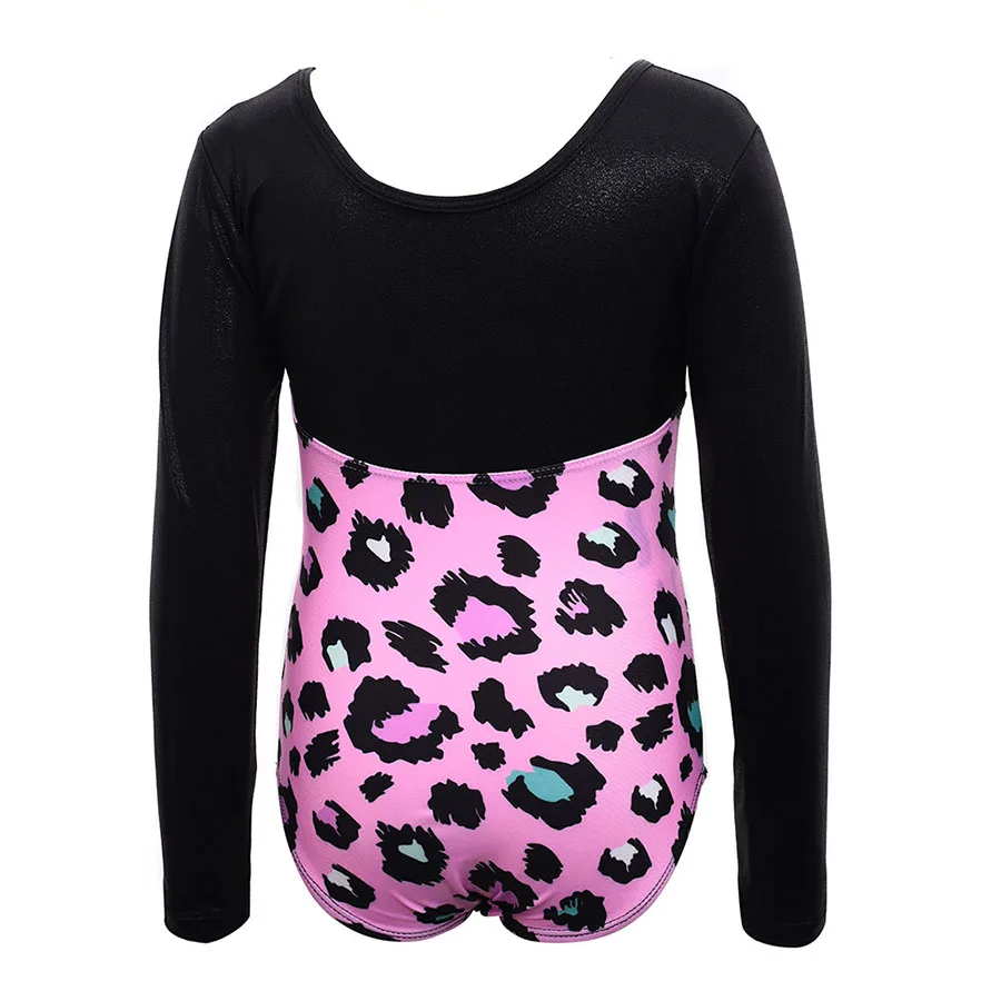 Розовый купальник с длинными рукавами для маленьких девочек гимнастический из