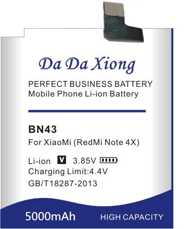 Da Xiong 5000mAh BN43 Аккумулятор для Xiaomi Redmi Note 4X4X5,5 дюймов