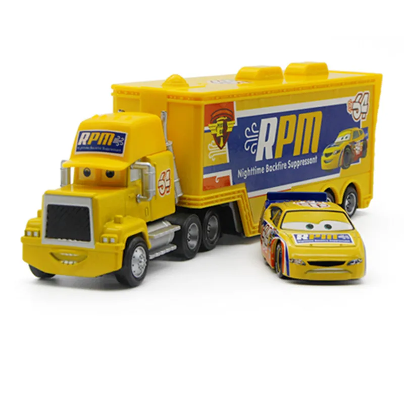 Автомобили disney Pixar 21 стиль Mack Truck+ маленький автомобиль McQueen 1:55 литой под давлением металлический сплав и пластик Модель автомобиля игрушки подарки для детей - Цвет: No 64 (2pcs lot)