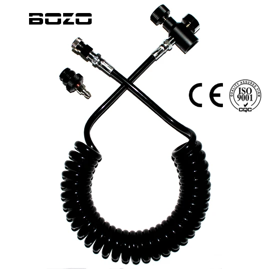 

Coil Remote Hose Thick line 3.5M & 1500psi gauge without Slide Check with quick disconnect part (BLACK) paintball New