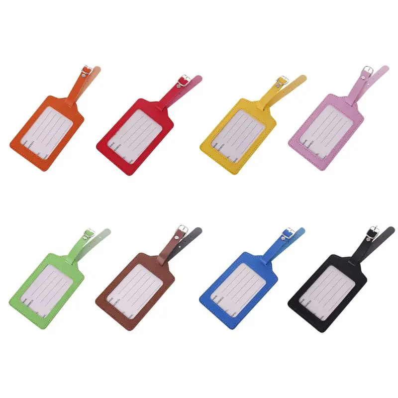 

Portable PU Leather Luggage Tags Suitcase Labels Bag Travel Accessories