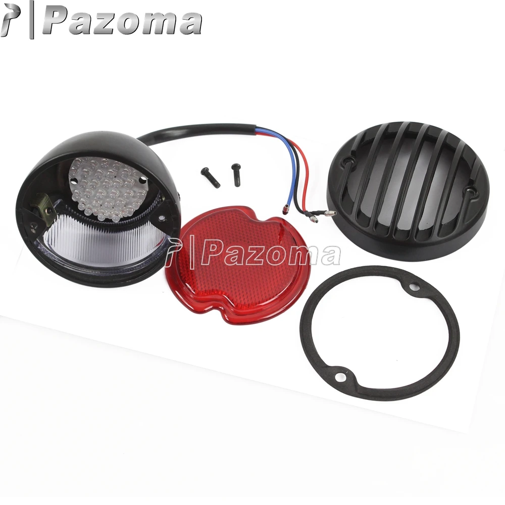 Black Motorcycle Aluminum Grille Shade Tail Stop Brake Light License Plate for Harley Chopper Bobber Cafe Racer Taillight |