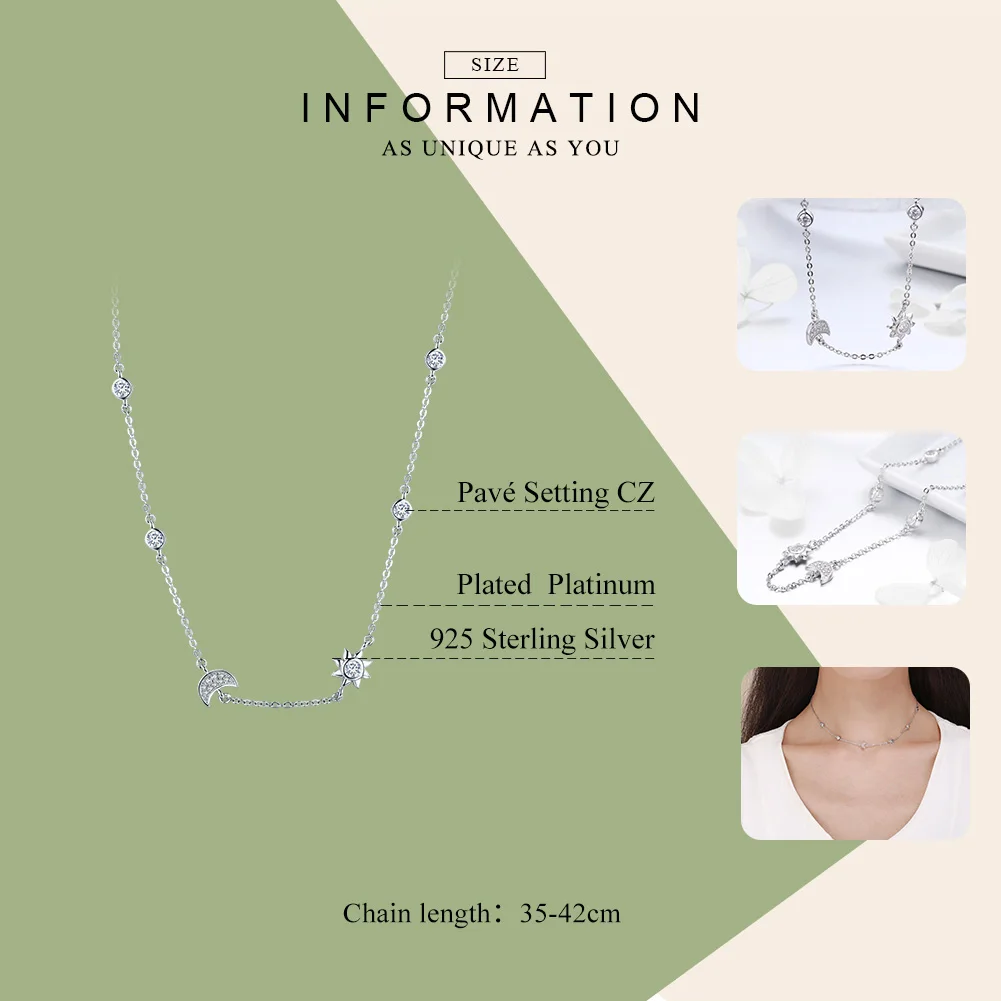 Женское Ожерелье с кулоном WOSTU ожерелье из серебра 925 пробы блестящей Луной и