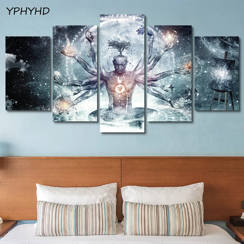 YPHYHD 5 Панель Картина модульная Современный Cuadros Alex серый украшение холст
