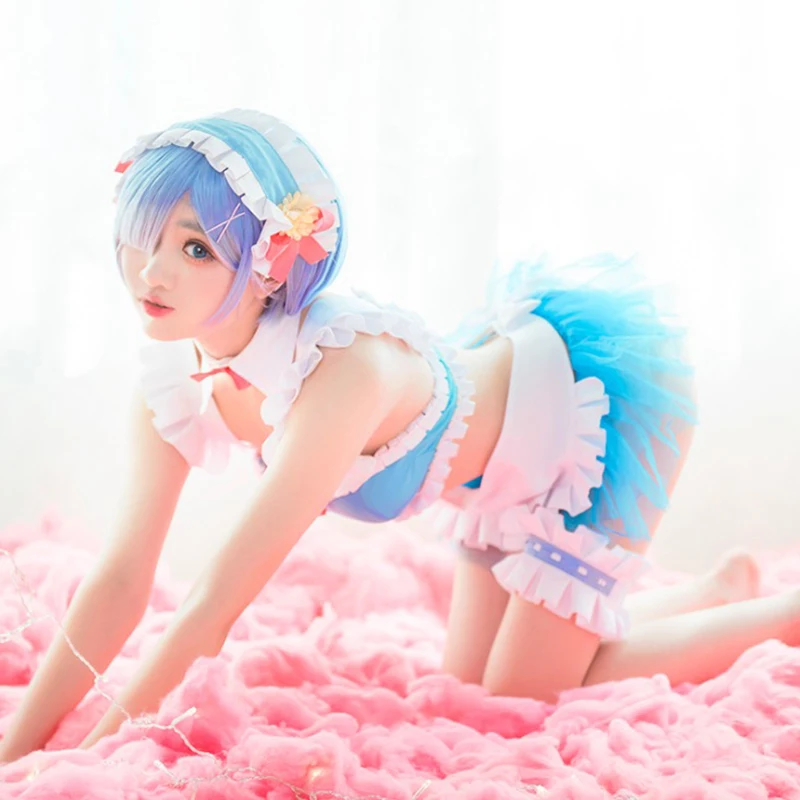 Комикс Аниме: жизнь в другом мире от нуля Косплей Костюм Rem Re: zero бикини купальный