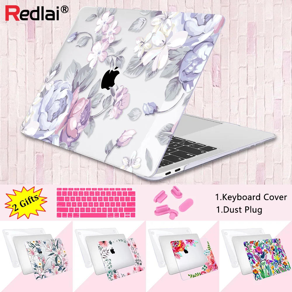 Жесткий чехол Redlai с цветочным принтом для Apple Macbook Pro retina 12 13 3 15 4 Air 11 дюймов новый