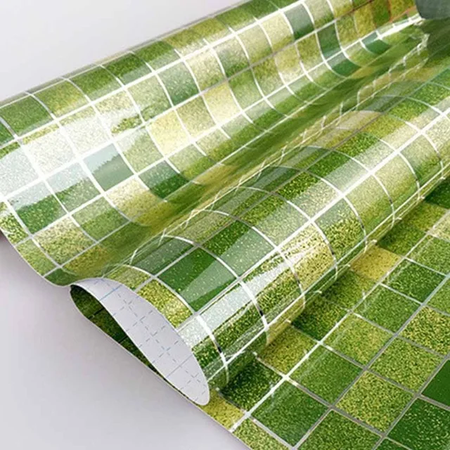 Green Наклейка на стену для ванной комнаты, ПВХ мозаика, обои для кухни, водостойкая плитка, виниловая самоклеющаяся настенная бумага, домашний декор - Цвет: Green