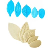 5 pcsset leaves shape fondant cake silicone mold cookies candy molds pastry biscuits mould baking cake decoration tools clay