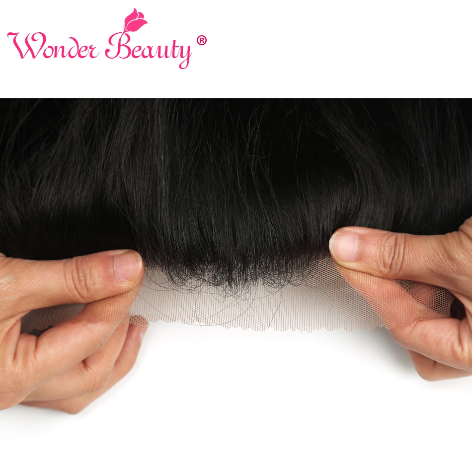 Wonder Beauty перуанские волосы Remy прямые свободная часть кружевное лобное закрытие