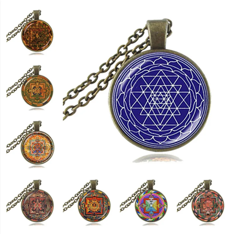 Sri Yantra ожерелье Сакральная Геометрическая подвеска чакра буддийские рейки