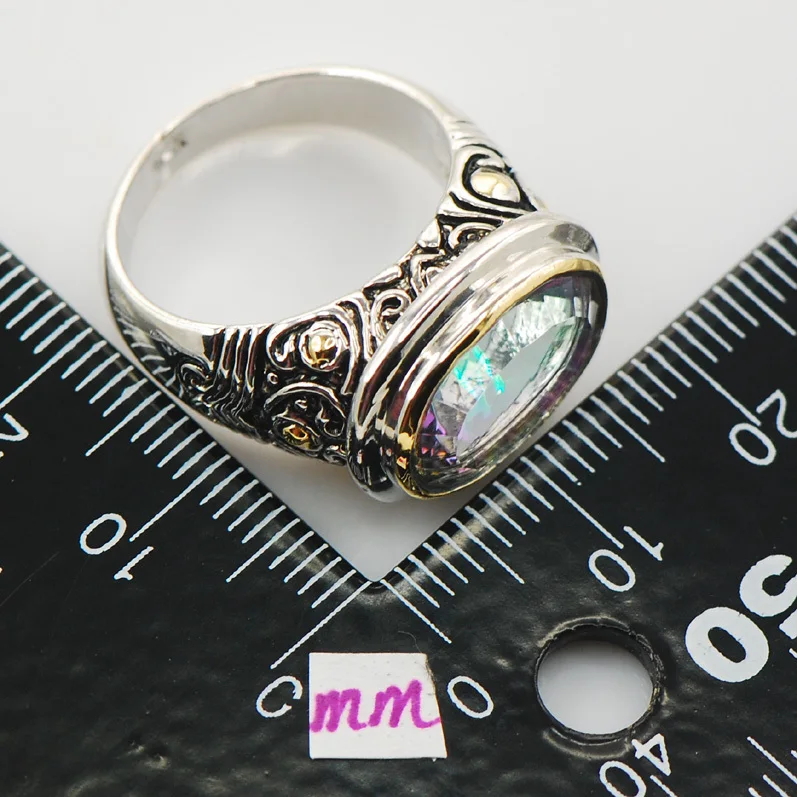 

Rainbow Crystal Zircon Women 925 Sterling Silver Ring F932 Size 6 7 8 9 10