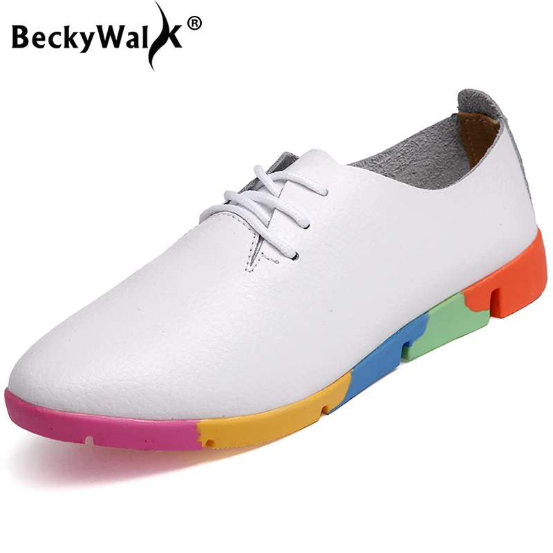 Кроссовки BeckyWalk женские из натуральной кожи повседневная обувь на плоской