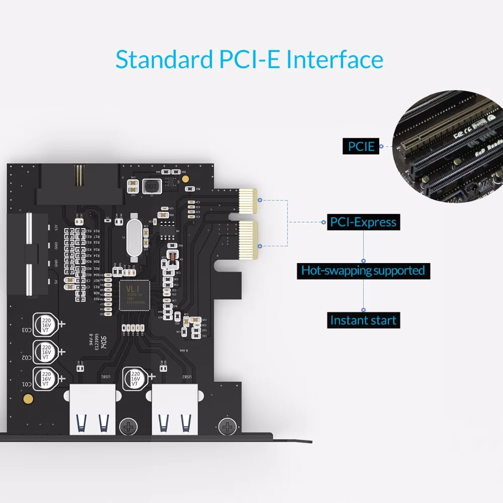 ORICO PVU3-2O2I Desktop 2 Port with VLI chipset USB3.0 PCI Express Card HUB Controller Adapter 15Pin | Компьютеры и офис