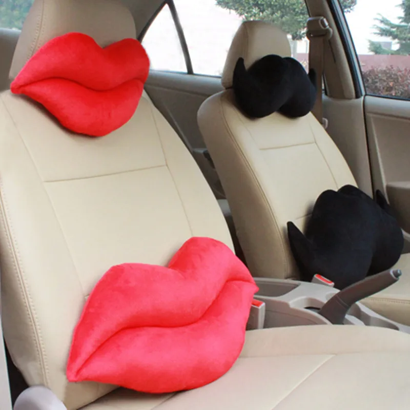 Красные губы автомобильное сиденье подушка для шеи подголовник подушка красные большие губы форма Черная мужская борода плюшевая теплая зимняя Автомобильная подушка для сиденья Nap подушка