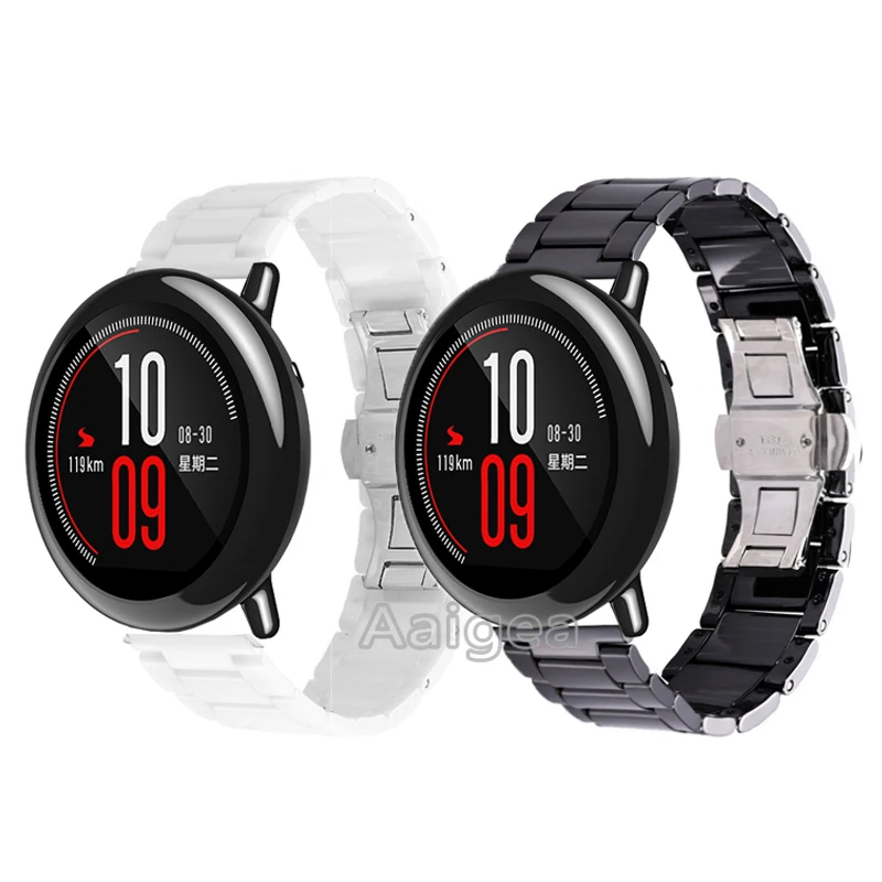22 мм керамические часы ремешок для Xiaomi Huami Amazfit Pace Смарт часы 3 ссылка Бабочка Блестящий Браслет сменный ремешок на запястье