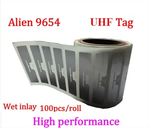Alien 9654 UHF RFID влажная инкрустация 100 шт. в рулоне 860 960 МГц Higgs3 915 м может