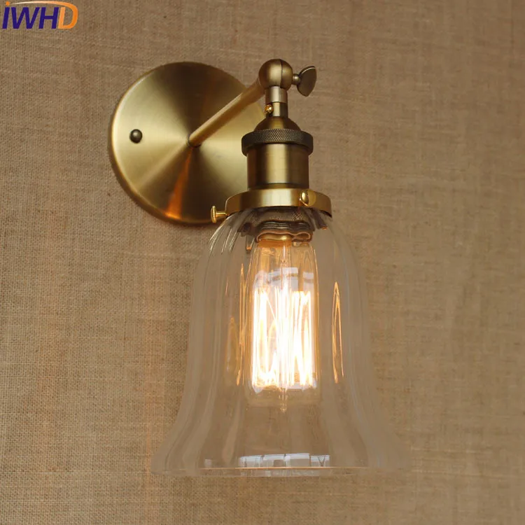 Iwhd Стекло мяч ретро Винтаж настенные светильники бра wandlamp LED edison промышленных настенный светильник Лофт Apliques сравнению Lampen